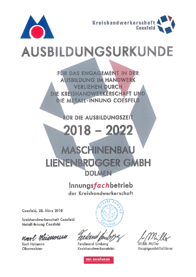 Ausbildungsurkunde 2018